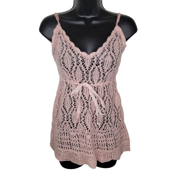 Express pink crochet wool blend camisole tank top y2k medium - Picture 1 of 6